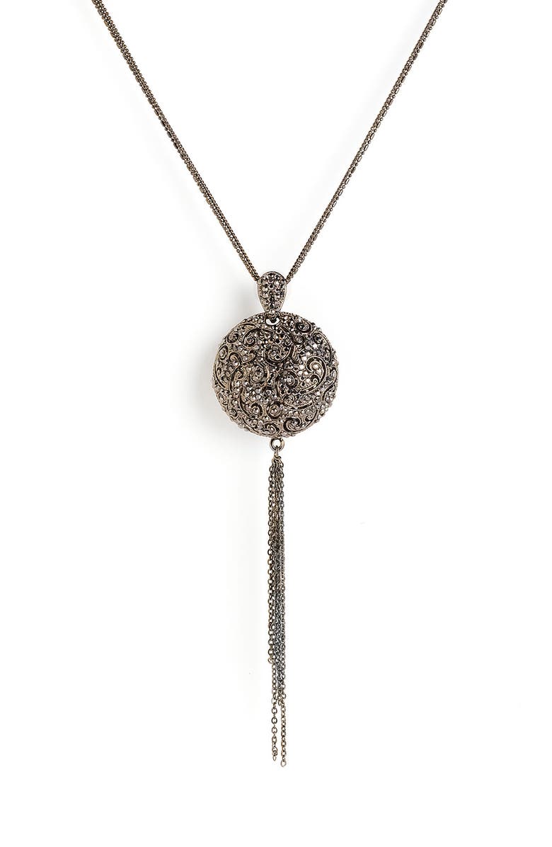 Cara Accessories Round Pendant Long Statement Necklace, Main, color, 