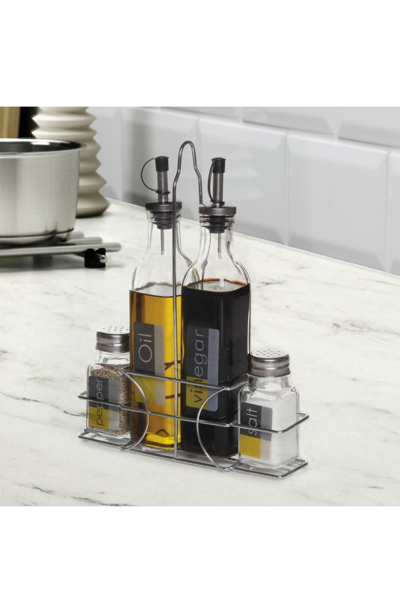 Gibson Home General Store 4-Piece Condiment Set with Wire Caddy, Alternate, color, Silver