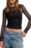 Free People Night Mode Layering Long Sleeve Mesh Top
