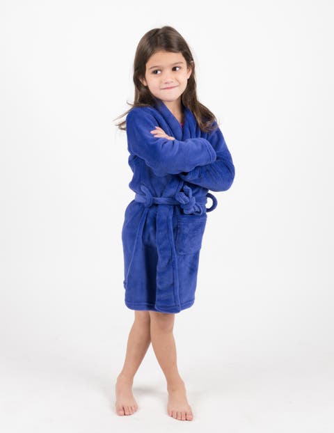 Kids Fleece Robe, Shawl Collar, Solid Colors