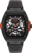PHILIPP PLEIN $keleton 2.0 Automatic Leather Strap Watch Men