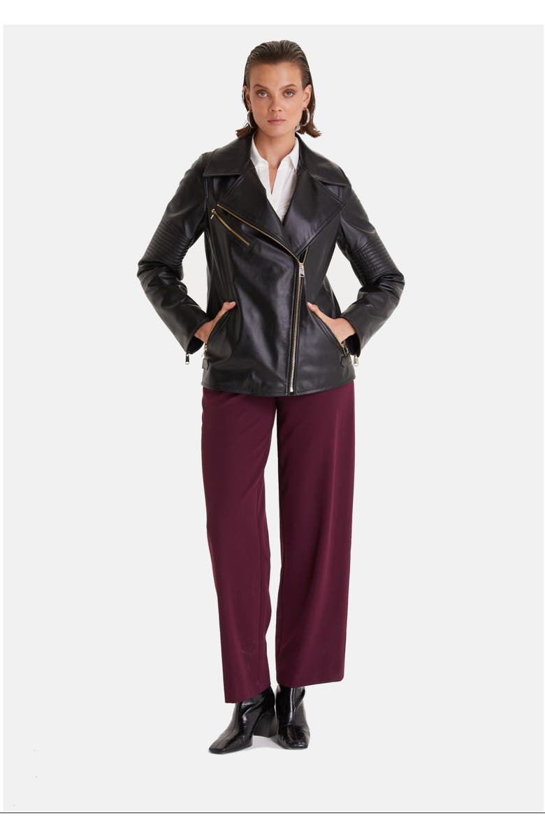 Furniq UK Nicole Leather Jacket, Alternate, color, Black