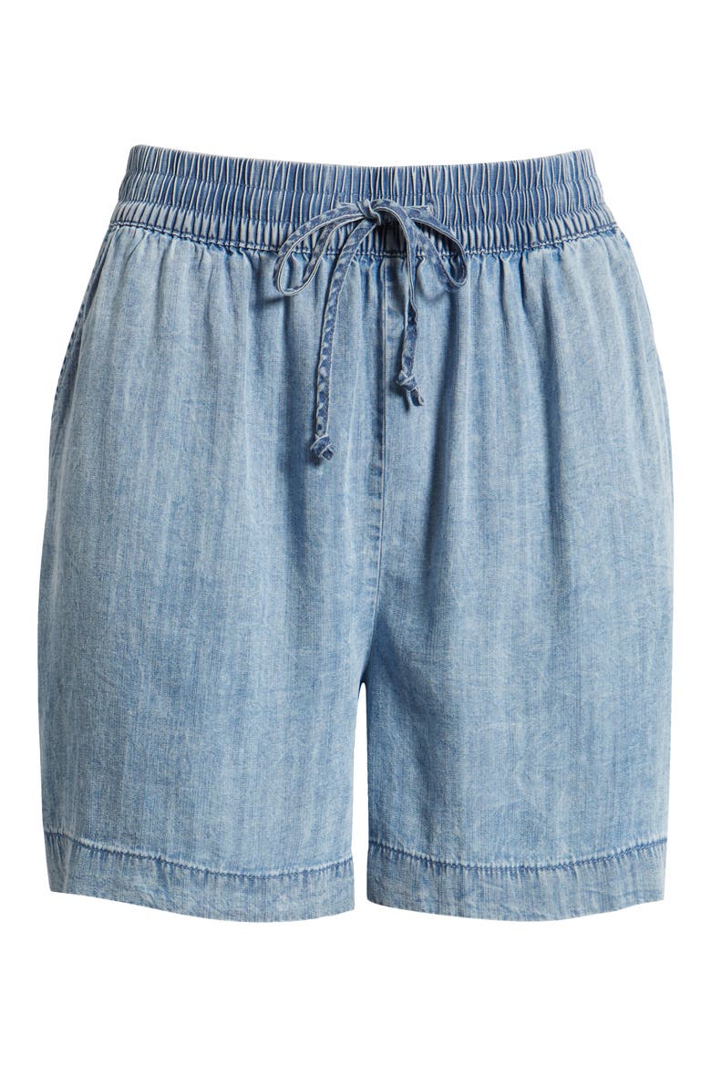Toney Tie Waist Chambray Shorts, Alternate, color, MEDIUM WASH