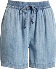 beachlunchlounge Toney Tie Waist Chambray Shorts