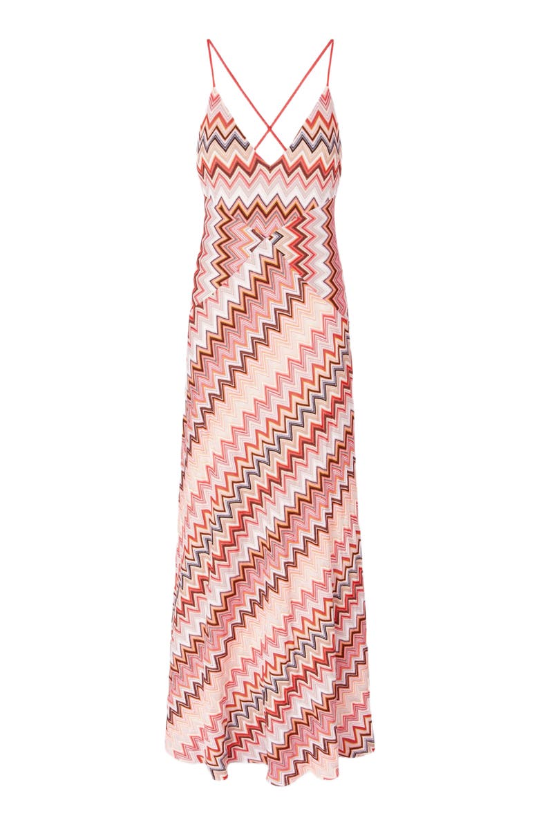 Missoni Long Patchwork Dress With Zig Zag Pattern And Crossed Straps, Alternate, color, Multicoloured