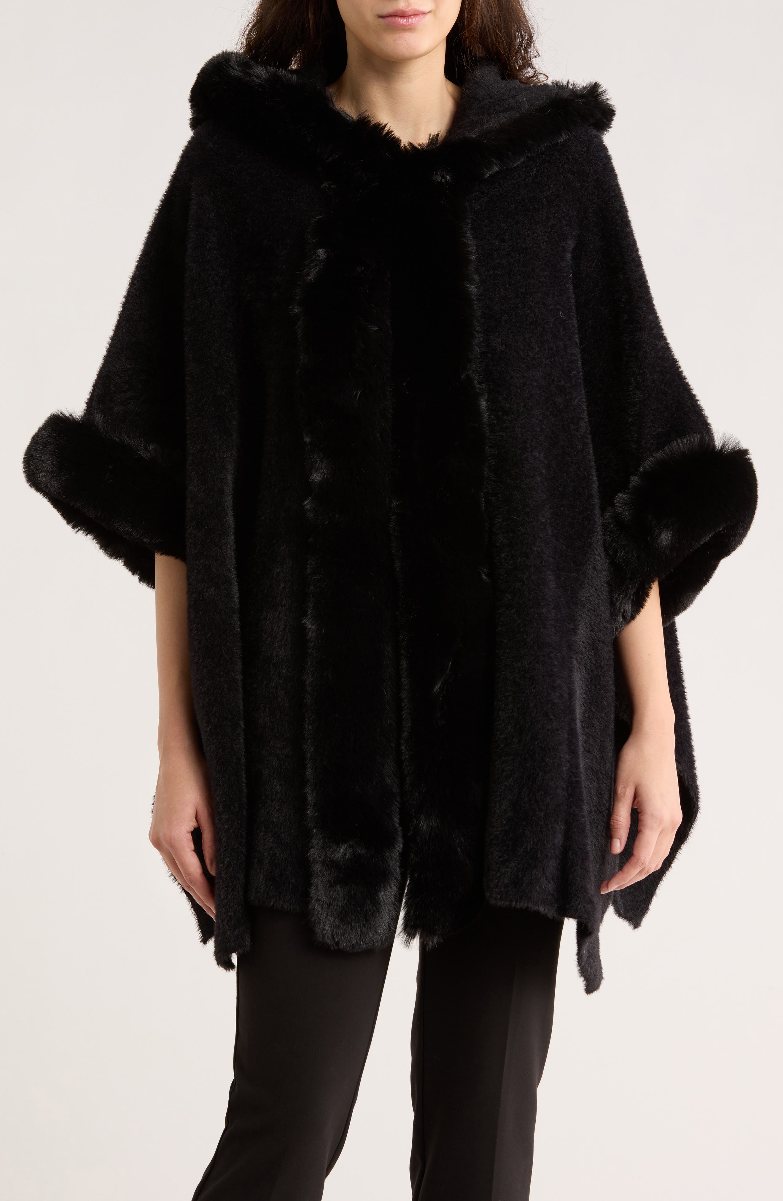 La Fiorentina Faux Fur Trim Cape