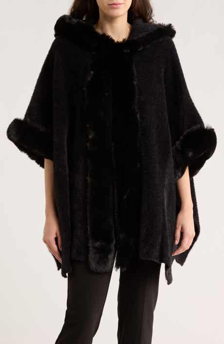 La Fiorentina Faux Fur Trim Cape