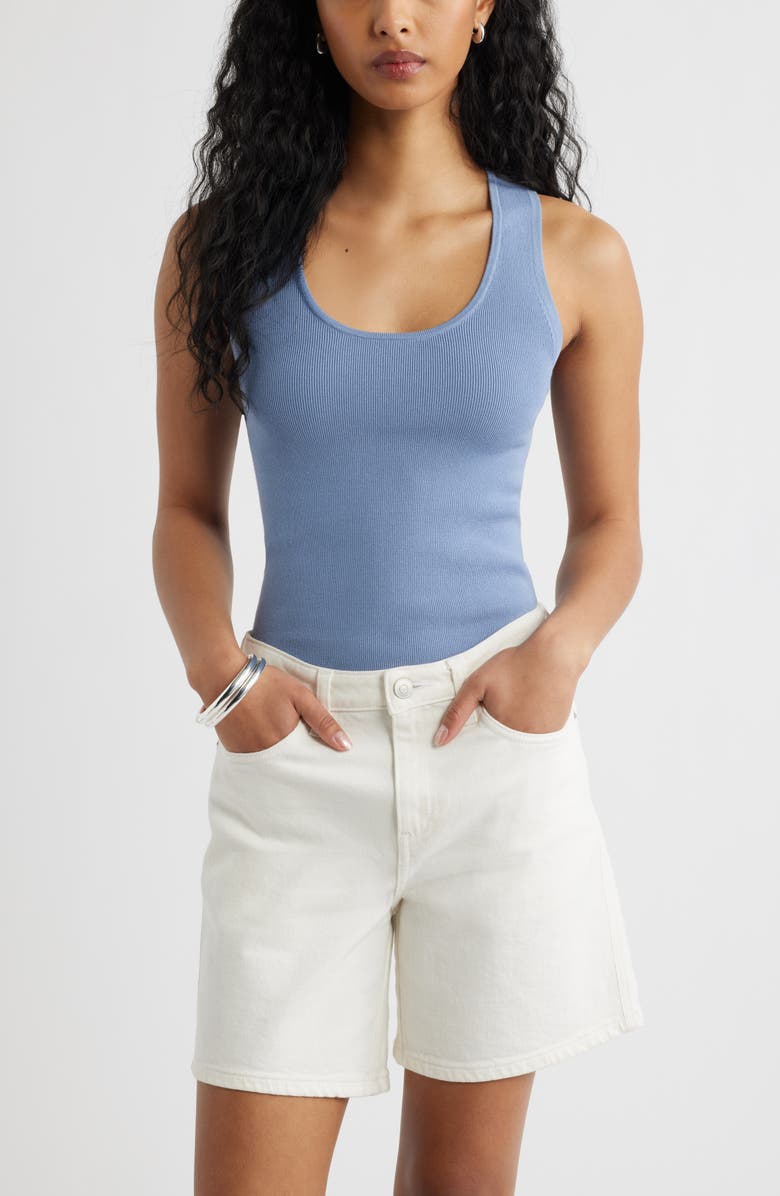 Open Edit Scoop Neck Sweater Tank, Main, color, Blue Umbra