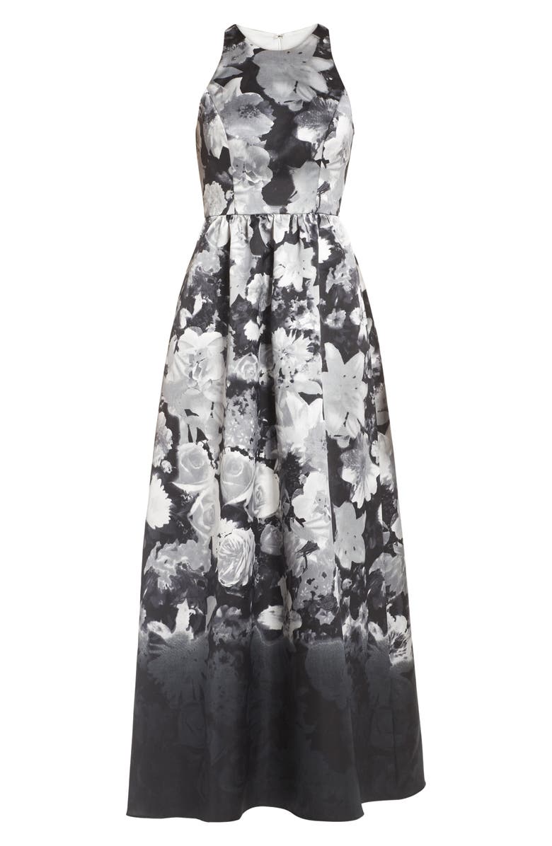 Alfred Sung Floral Sateen Gown, Alternate, color, 