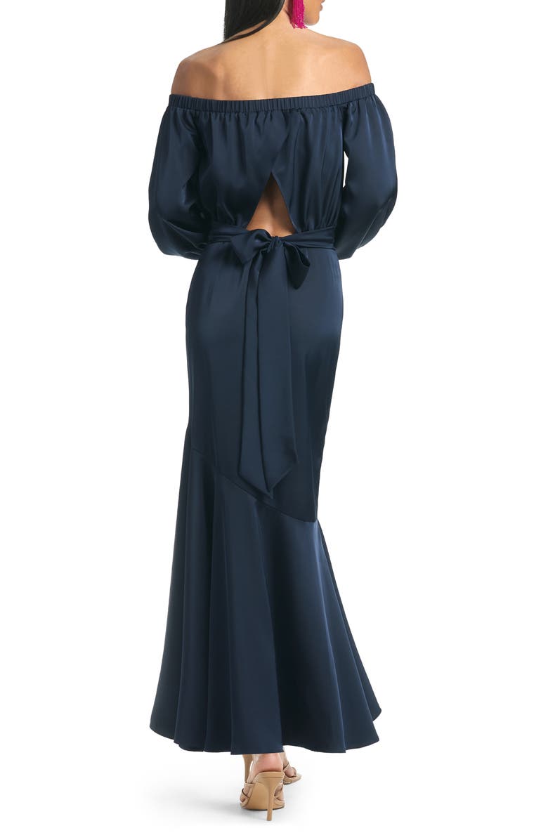 Sachin & Babi Kai Off the Shoulder Long Sleeve Satin Maxi Dress, Alternate, color, 