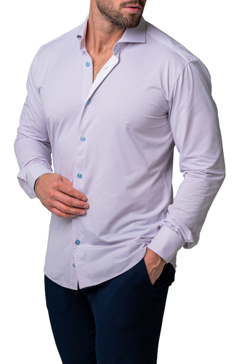 Maceoo Einstein Miami Purple Stretch Button-Up Shirt, Alternate, color, 