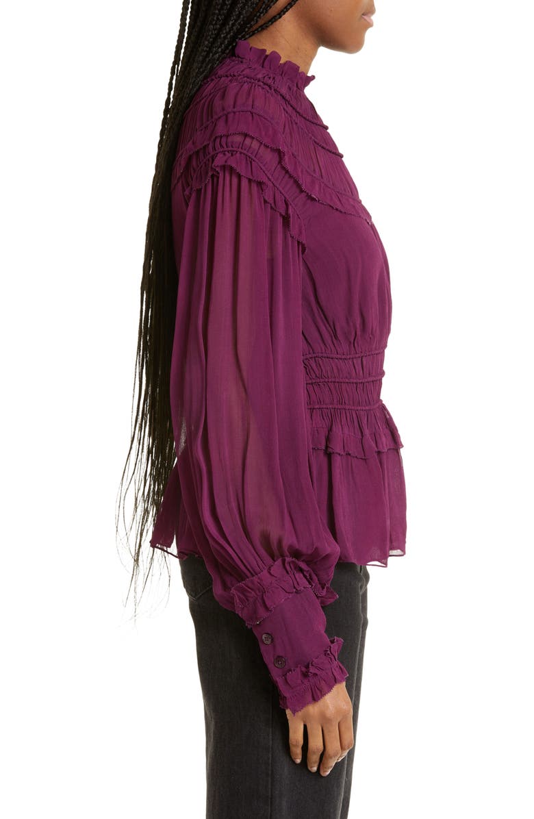 FARM Rio Ruffle Peplum Top, Alternate, color, Burgundy