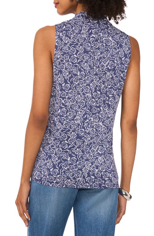 Vince Camuto Women's Printed Crossover-wrap Tank Top In Dew Blue