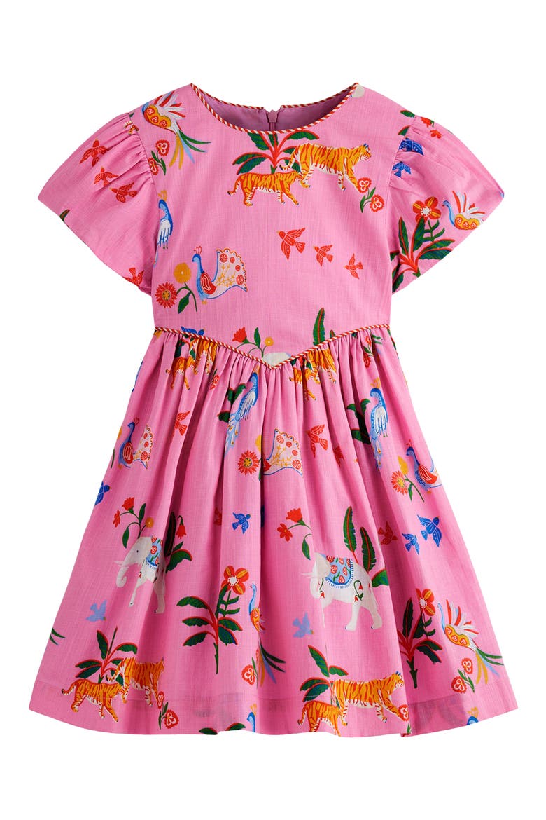 Kids' V-Waist Dress, Main, color, FORMICA PINK TROPICAL ANIMALS