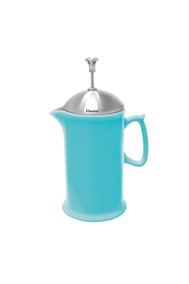 28 ounce Ceramic French Press with Stainless Plunger, Main, color, AQUA