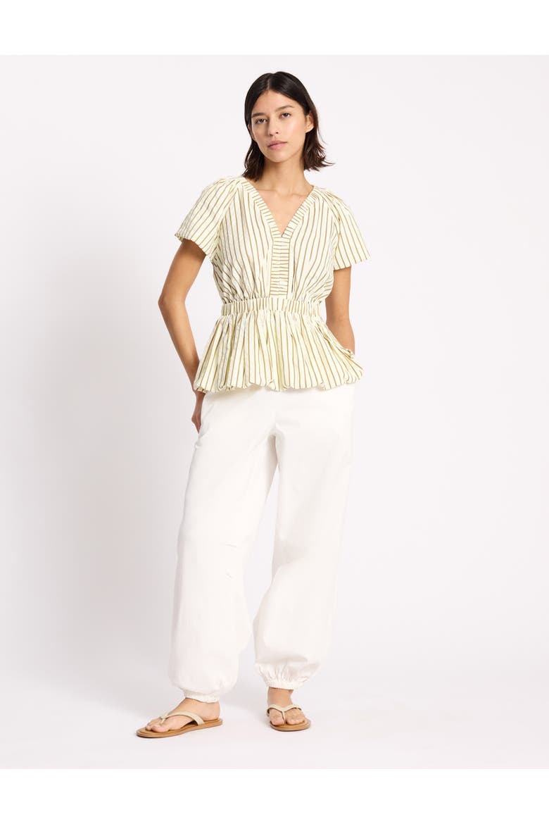 Stripe Cotton Bubble Hem Top, Alternate, color, Neutral