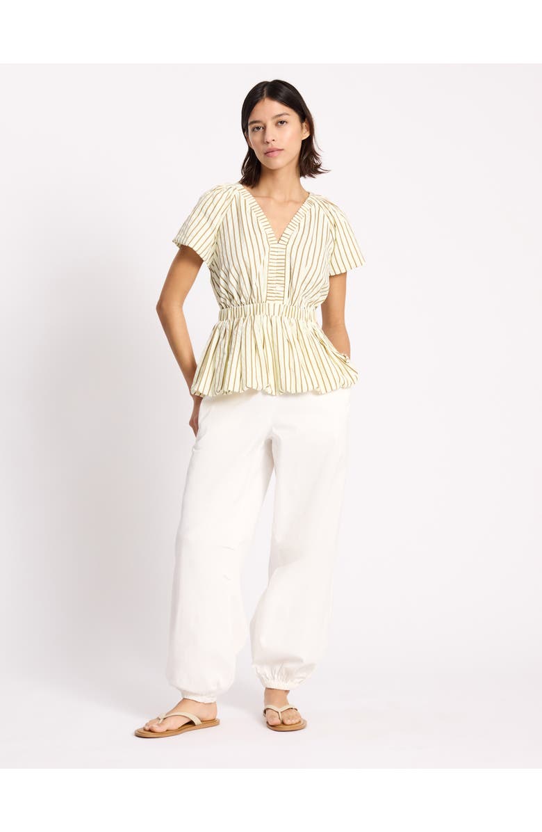 Albaray Stripe Cotton Bubble Hem Top, Alternate, color, Neutral