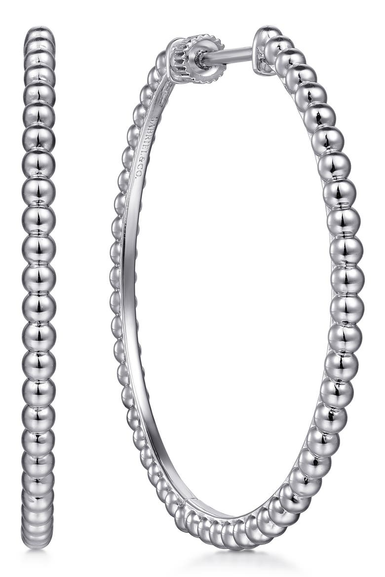 Bujukan Sterling Silver Hoop Earrings, 40mm, Main, color, STERLING SILVER