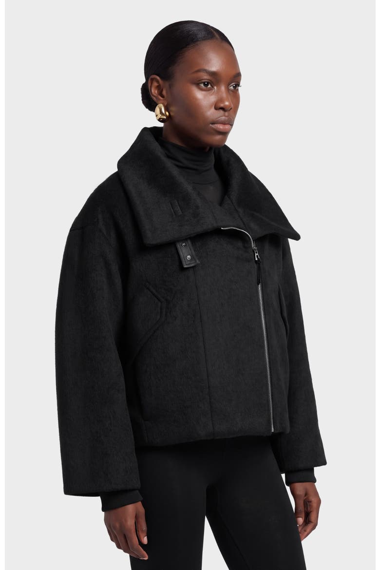 Zaria Coat With Faux Fur Collar, Alternate, color, Black