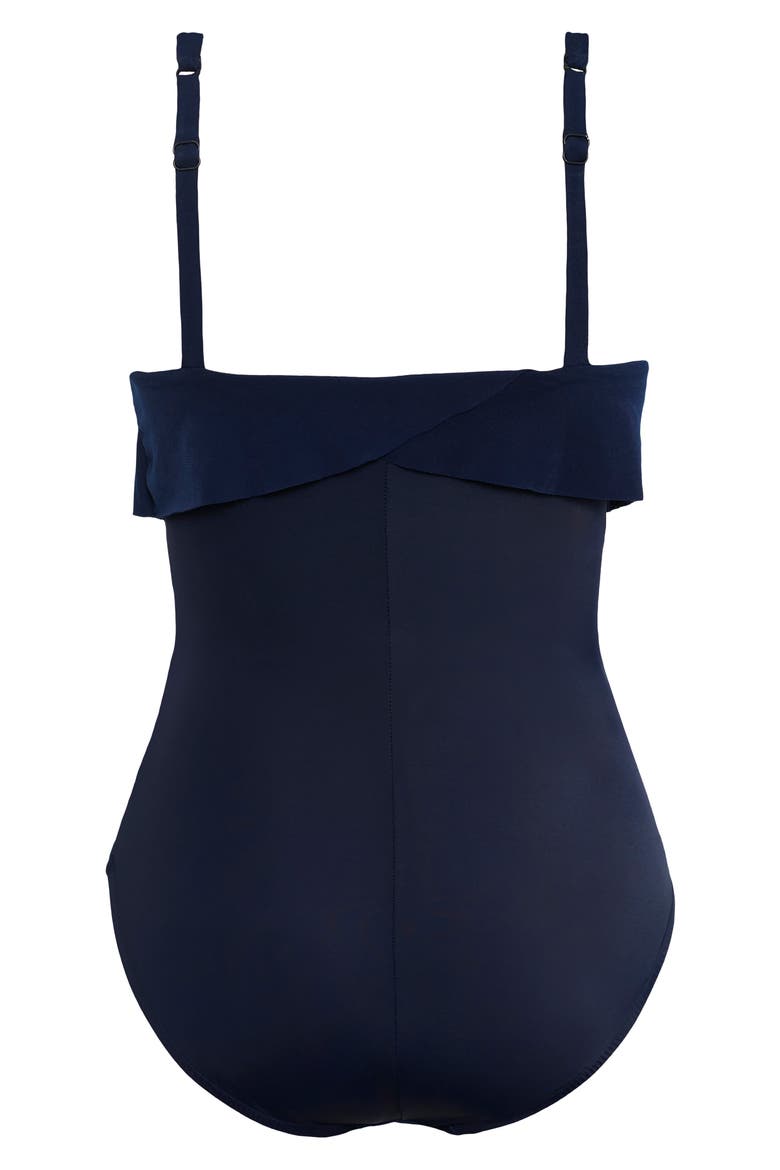 Halter Neck One-Piece Swimsuit, Alternate, color, NAVY BLUE