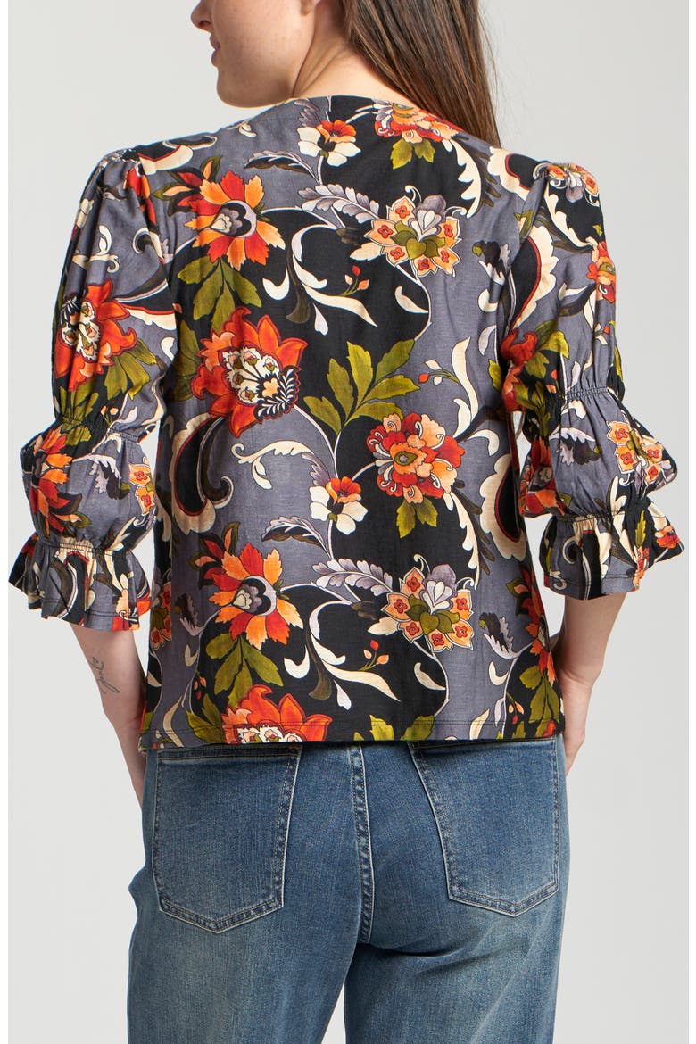 Renaissance Print Top, Alternate, color, GREY MULTI