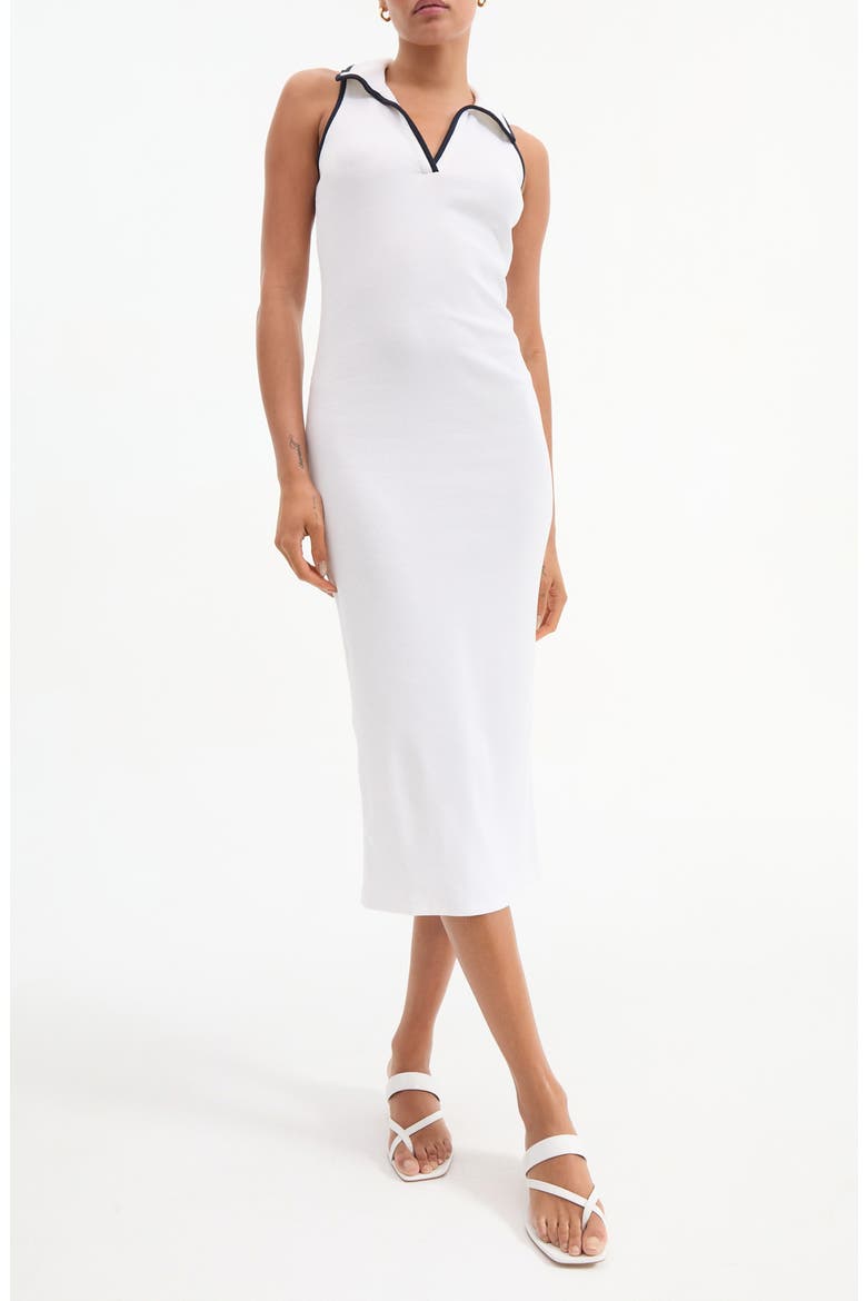 Darien Stretch Cotton Polo Dress, Main, color, WHITE