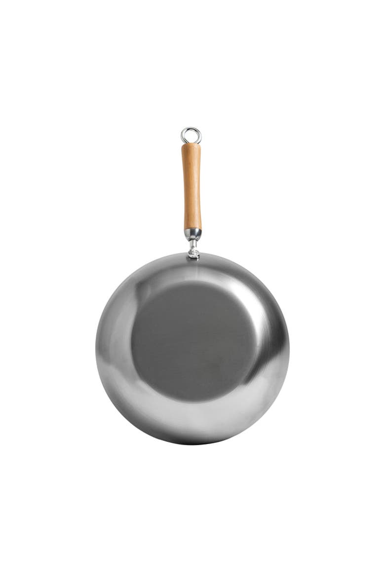 Uncoated Carbon Steel Stir Fry Pan with Birch Handle, 12-Inch, Alternate, color, Metallic Silver