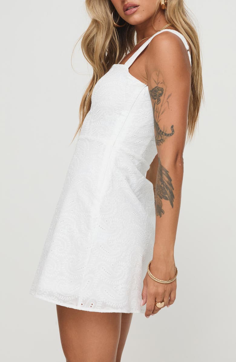 Princess Polly Elestren Embroidered Eyelet Minidress, Alternate, color, White