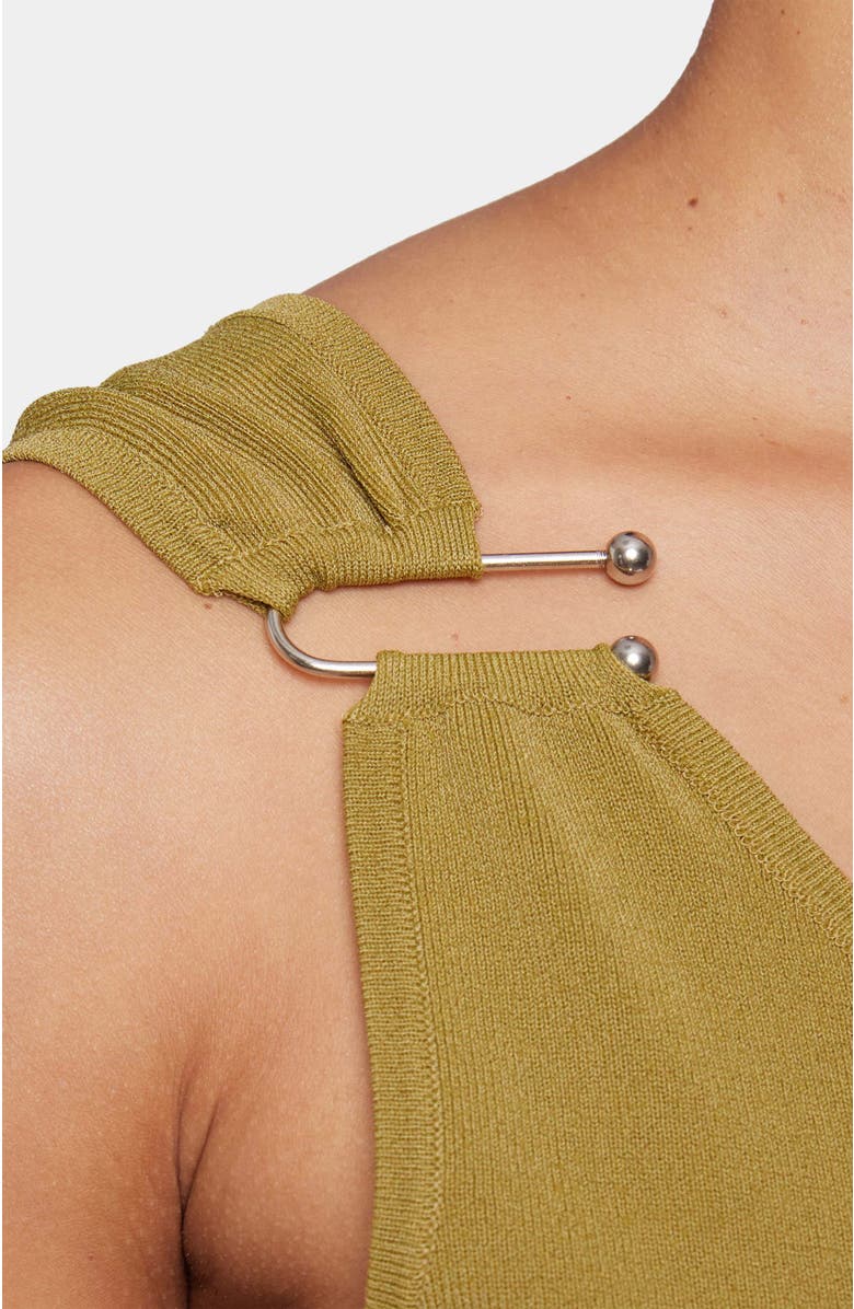 Santorelli AZALEA Sleeveless One-Shoulder Bodycon Midi Knit Dress, Alternate, color, Chamomile