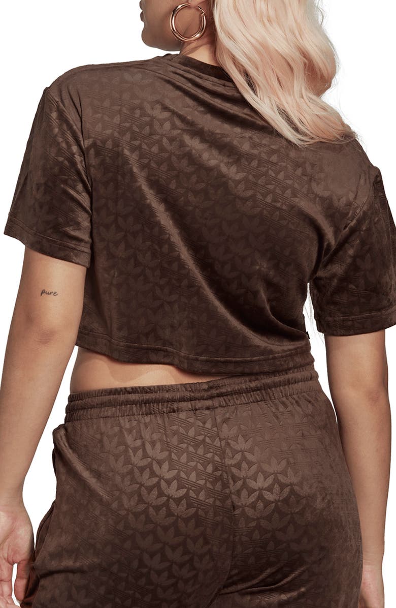 adidas Crop Velvet T-Shirt, Alternate, color, 