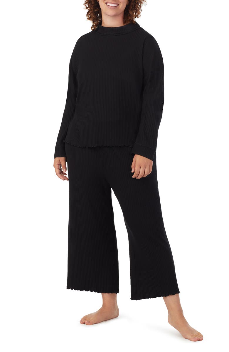 Refinery29 Rib Mock Neck Crop Pajamas, Alternate, color,
