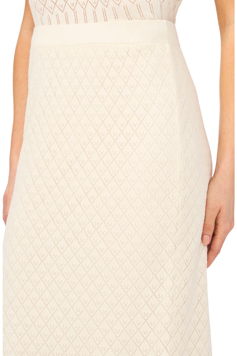 Flounce Hem Pointelle Cotton Knit Skirt, Alternate, color, PURE WHITE