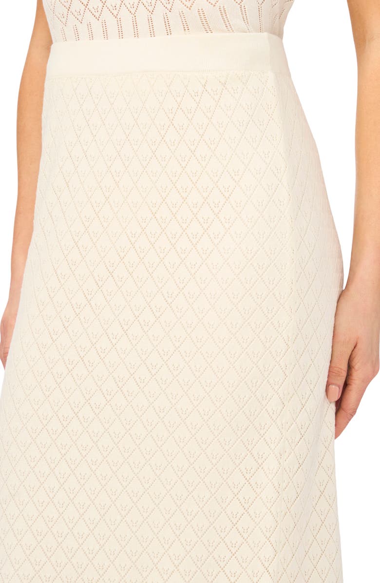 CeCe Flounce Hem Pointelle Cotton Knit Skirt, Alternate, color, Pure White