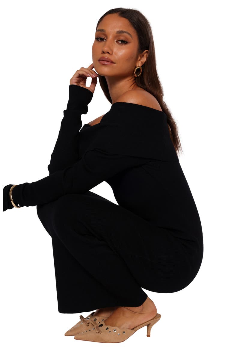 Archie Off the Shoulder Long Sleeve Rib Maxi Sweater Dress, Alternate, color, BLACK