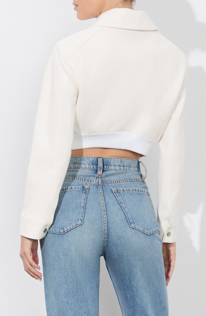 Alice + Olivia Hyde Faux Leather Crop Bomber Jacket, Alternate, color,