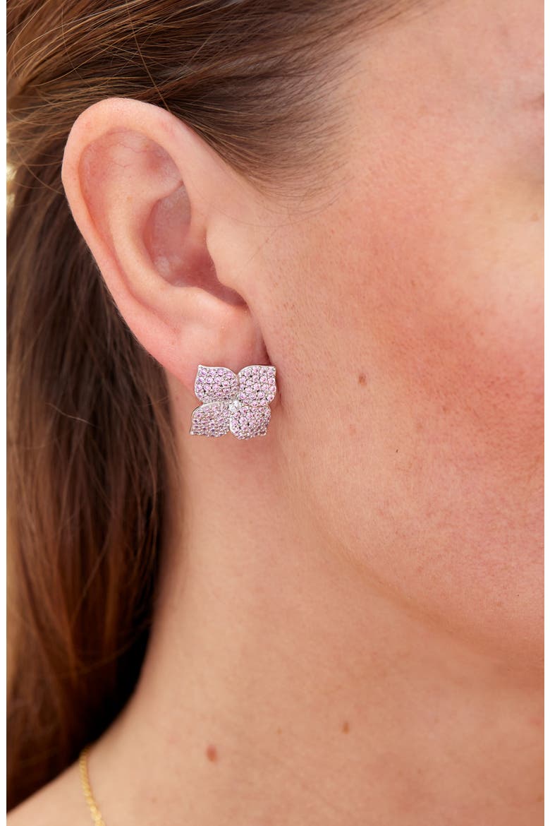 Cubic Zirconia Flower Stud Earrings, Alternate, color, WHITE