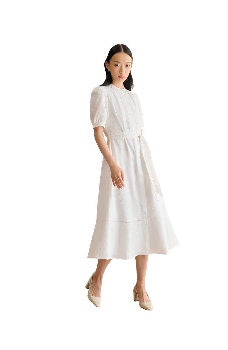 HOBBS LONDON Amani Short Sleeve Midi Dress, Main, color, White