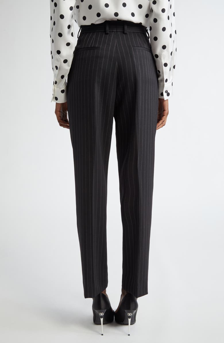 Dolce&Gabbana Pinstripe Tailored Wool Pants, Alternate, color, N0000 Nero