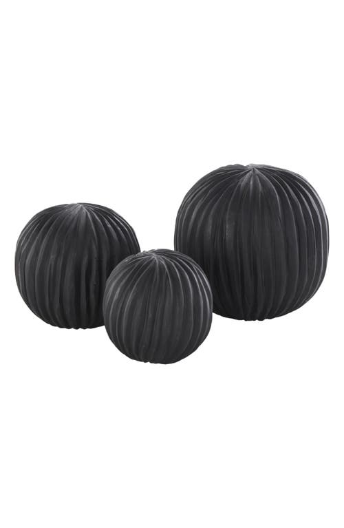 Sonoma Sage Home 3-piece Black Teak Wood Decorative Orbs In Black
