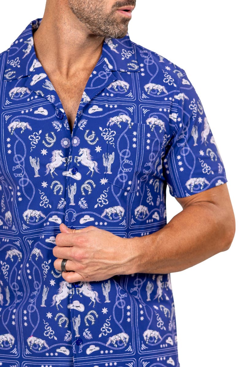 Maceoo Marthy Blue Camp Shirt, Alternate, color, 