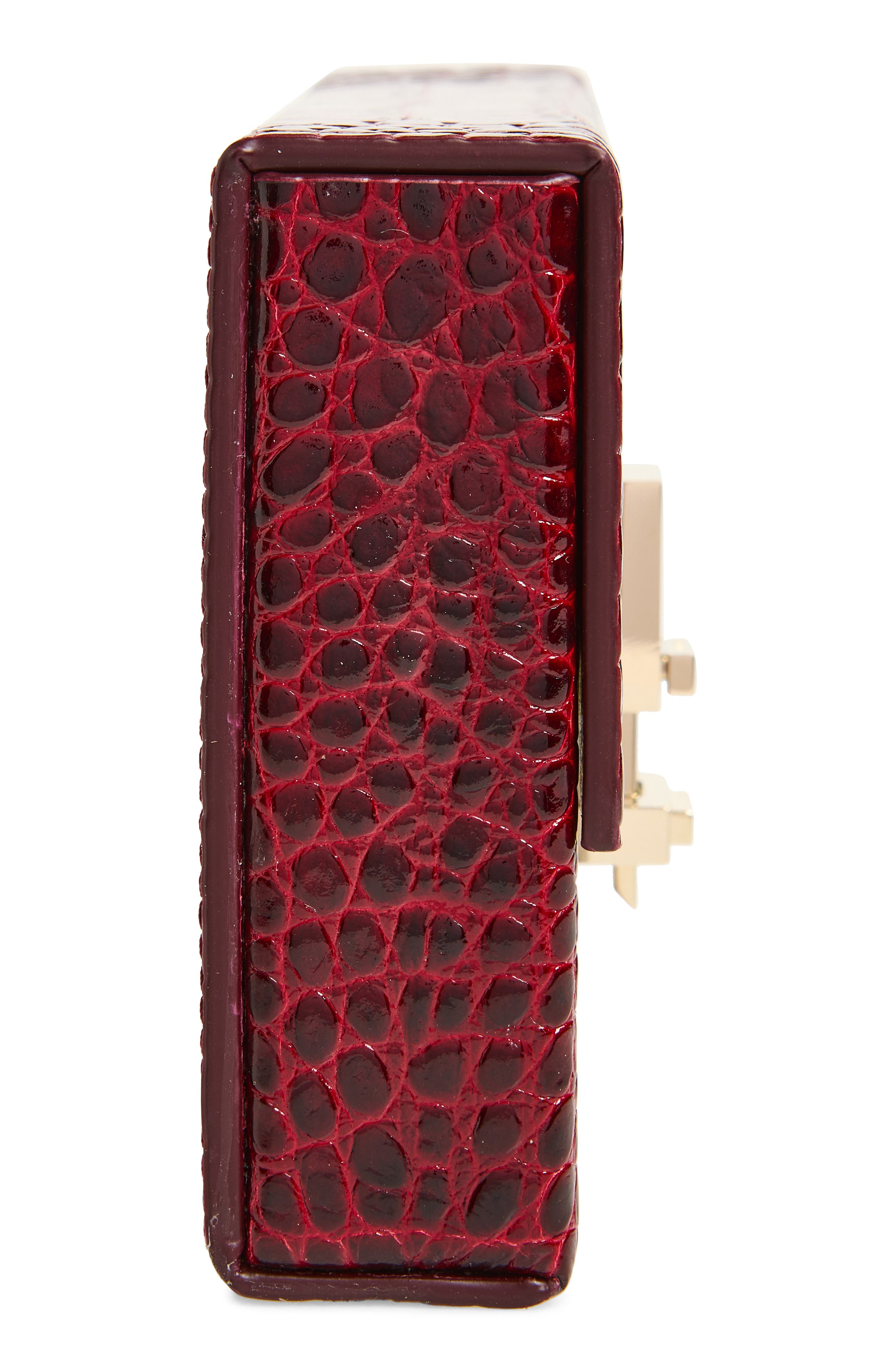 TOM FORD T Latch East/West Croc Embossed Leather Clutch, Alternate, color, Ruby Red