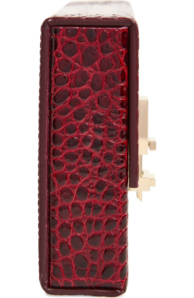 TOM FORD T Latch East/West Croc Embossed Leather Clutch, Alternate, color, Ruby Red