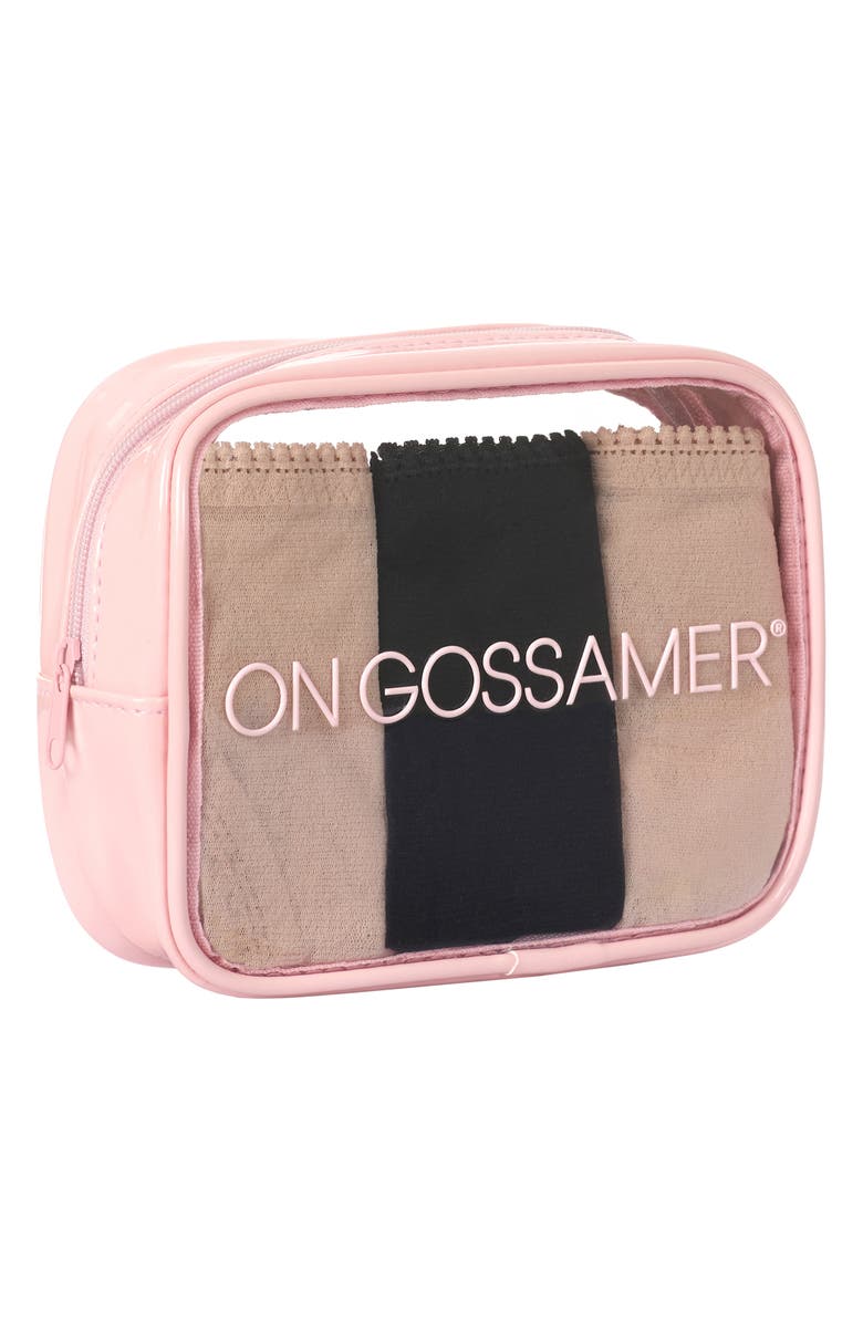 On Gossamer 3-Pack Sheer Mesh Bikinis, Main, color, Champagne/ Black