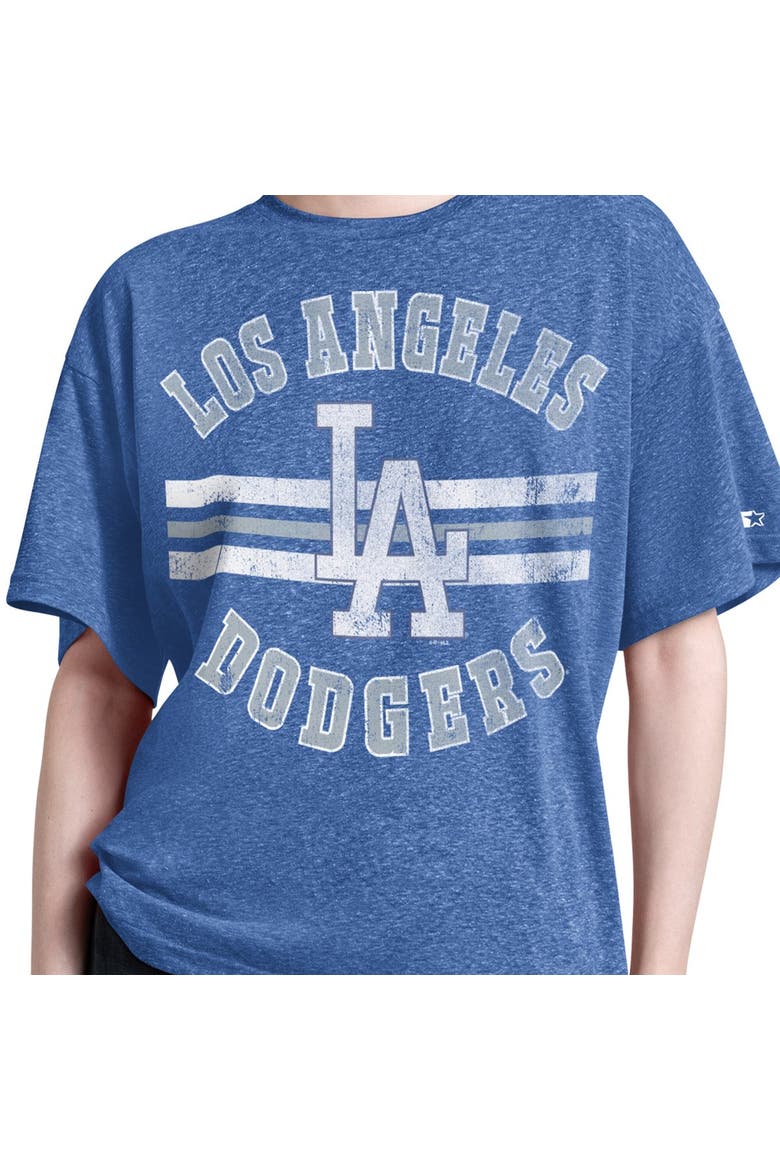 Women's Starter  Royal Los Angeles Dodgers Jump Shot Boyfriend Tri-Blend T-Shirt, Alternate, color, Royal