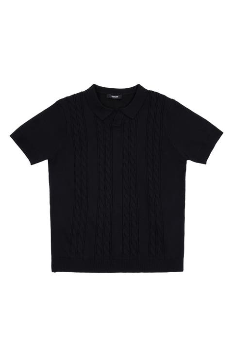 Kids' Cable Knit Polo Sweater