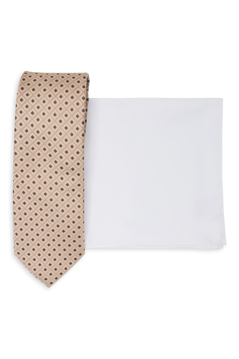 Paisley Tie & Pocket Square Set, Main, color, TAUPE