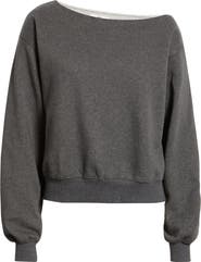 BP. Fleece Detail Off the Shoulder Sweatshirt