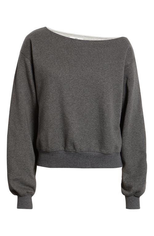 Bp. Fleece Detail Off The Shoulder Sweatshirt In Gray