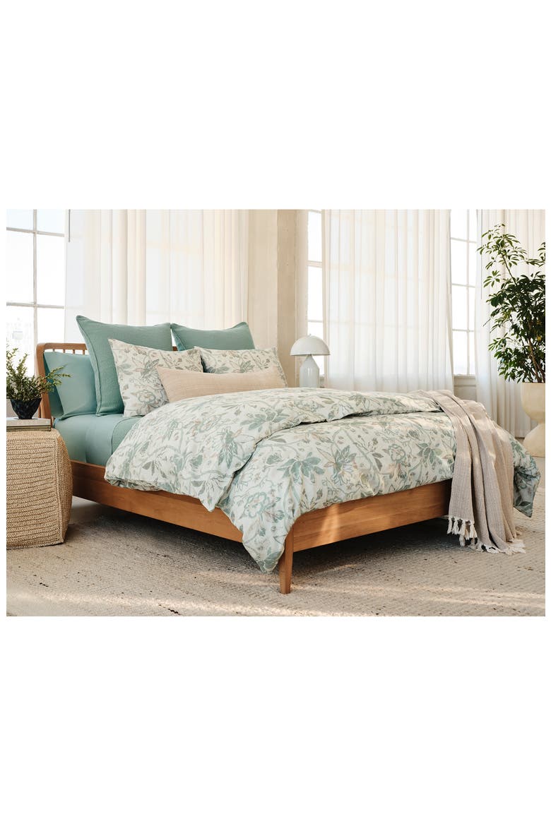 Sea Bloom Linen & Organic Cotton Duvet Cover, Alternate, color, NATURAL W/ SAGE