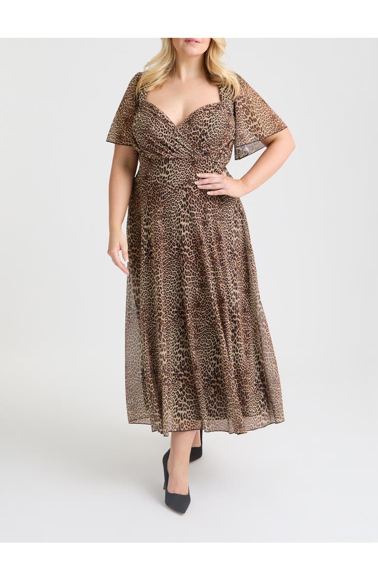 Scarlett & Jo Liz Animal Bolero Wrap Bodice Midi Dress, Alternate, color, Leopard Print